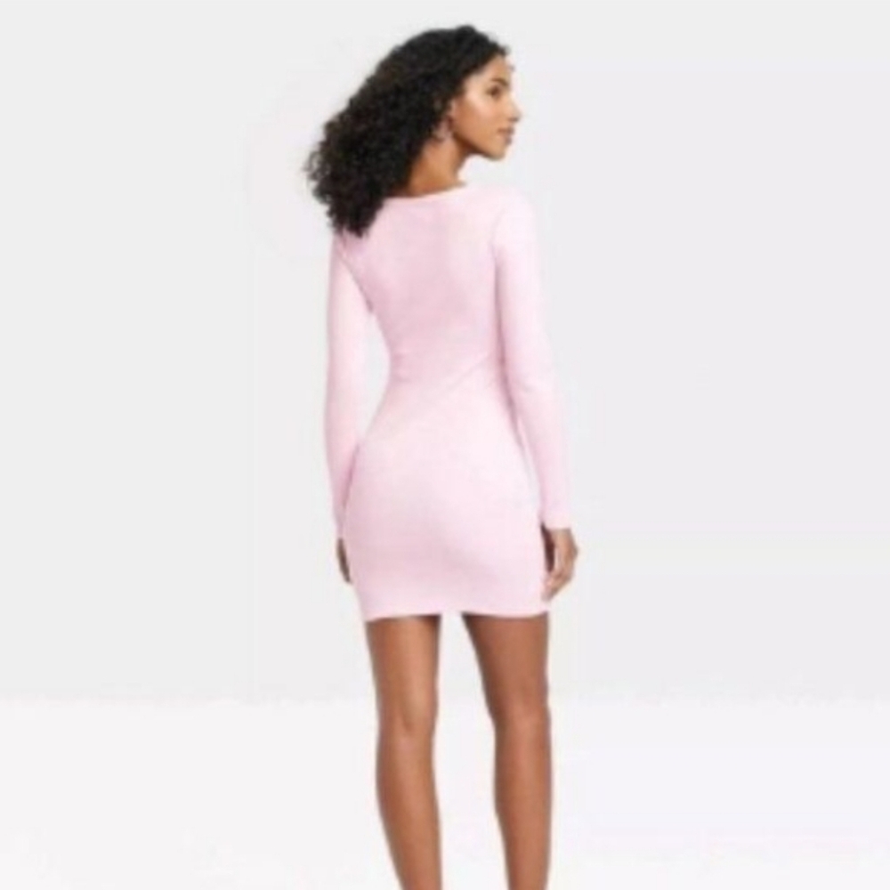 Universal Thread Light Pink Ribbed Long Sleeve Dress XXL - Picture 2 of 13